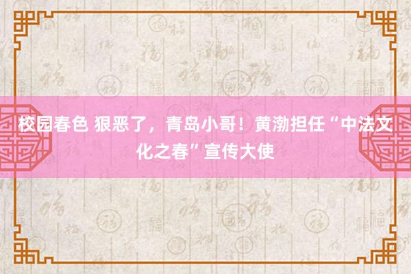 校园春色 狠恶了，青岛小哥！黄渤担任“中法文化之春”宣传大使