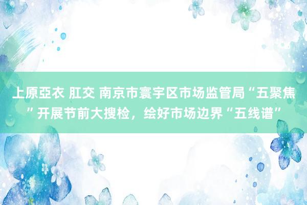 上原亞衣 肛交 南京市寰宇区市场监管局“五聚焦”开展节前大搜检，绘好市场边界“五线谱”