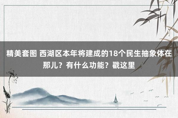 精美套图 西湖区本年将建成的18个民生抽象体在那儿？有什么功能？戳这里